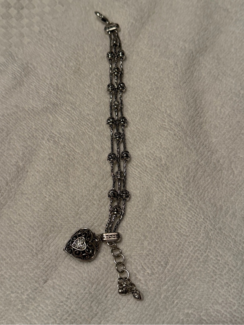 Brighton Silver-Tone Heart Charm Bracelet